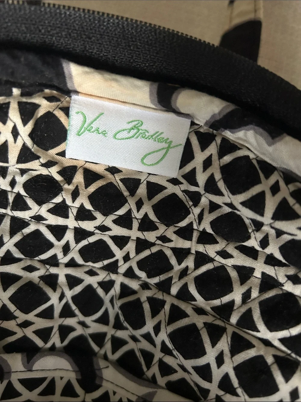 Vera Bradley Quilted Black and White Floral Pattern Women's Backpack